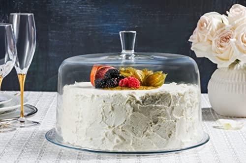 Barski - Euorpean Quality Glass - Extra Large Glass - Clear - Cake Dome - 11.5" Diameter - Made in Europe