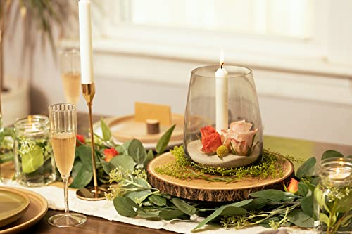 Timber Tree 10 Inch Wood Cake Stand - Rustic Round Cake Holder Tray for Dessert Table - Elegant Wooden Serving Platter Pedestal - Perfect Centerpiece Decoration for Wedding Cakes (Paulownia and Pine)