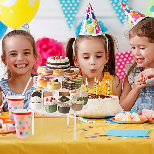 6 Packs Clear Acrylic Cake Stand Round Cupcake Dessert Cake Holder Stand Set Cake Display Stand Set for Cupcake Dessert Cake Pizza Birthday Wedding Party Baby Shower Servings Platter Tower Decoration