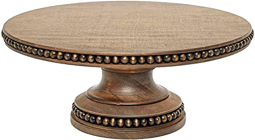 SMAAFIT 12 Inch Solid Cedar Wood Mud Pie Cake Stand for Wedding Decorative Display Serving Platter for Pastries Muffins Dessert Detachable Decorative Kitchen Server and Display(Brown)