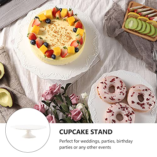 SHERCHPRY Ceramic Cake Stand, Porcelain Round White Cupcake Stand for Snacks Desserts Cupcakes, Festival Wedding Party Home Decor