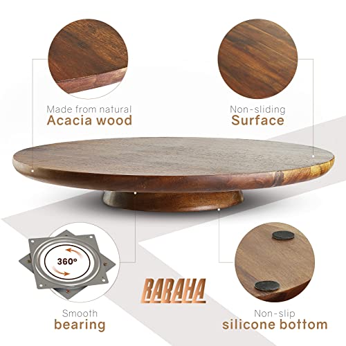 RABAHA 13" Acacia Wood Cake Stand Rotating – Rustic Cake Stand Turntable – Wooden Revolving Spinner Cake Decorating Supplies - Use at Parties, Weddings, Restaurants (Acacia Wood)