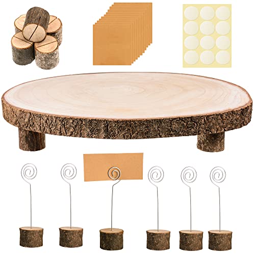 Dorhui 10-11 Inch Rustic Cake Boards Wood Cake Stand Wood Slices Cake Serving Tray Wood Slices Cake Table Centerpiece, Wedding Party Crafts Home Decorations Party Tabletop Centerpieces