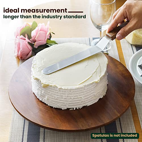 RABAHA 13" Acacia Wood Cake Stand Rotating – Rustic Cake Stand Turntable – Wooden Revolving Spinner Cake Decorating Supplies - Use at Parties, Weddings, Restaurants (Acacia Wood)