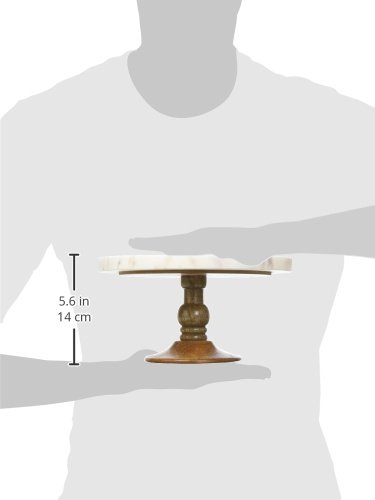 Deco 79 Mango Wood Cake Stand with Wood Base, 10" x 10" x 5", White