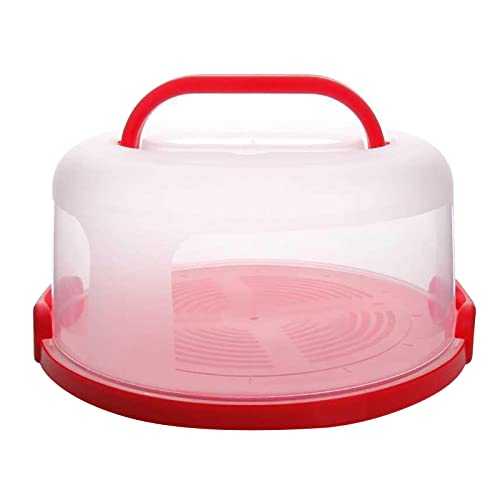 1Pc Cake Cupcake Carrier with Lid and Handle,Portable Cake Stand Fits 10 inch Cake,Plastic Pie Carrier Cake Storage Container | Perfect for Transporting Cakes, Cupcakes, or Other Desserts (Red)