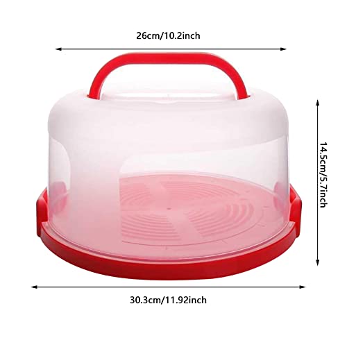 1Pc Cake Cupcake Carrier with Lid and Handle,Portable Cake Stand Fits 10 inch Cake,Plastic Pie Carrier Cake Storage Container | Perfect for Transporting Cakes, Cupcakes, or Other Desserts (Red)