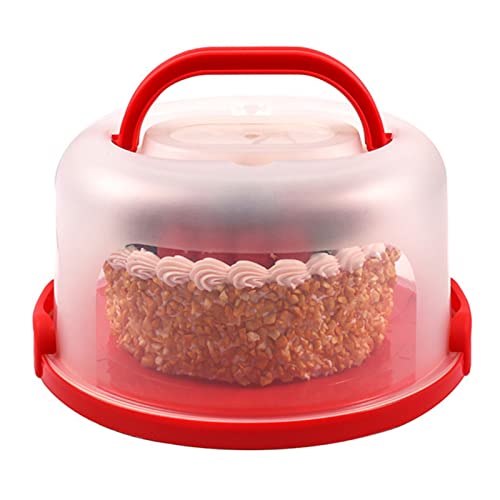 1Pc Cake Cupcake Carrier with Lid and Handle,Portable Cake Stand Fits 10 inch Cake,Plastic Pie Carrier Cake Storage Container | Perfect for Transporting Cakes, Cupcakes, or Other Desserts (Red)