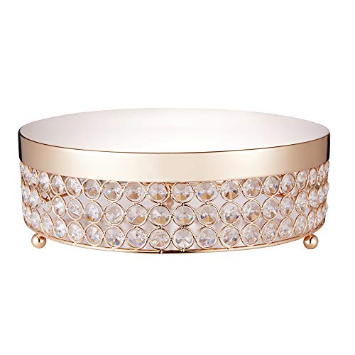Kyriathe 16 inches Gold Cake Stands with Shining Crystal Beads Dessert Cookies Fruit Serving Tray for Wedding Birthday Party (Gold, 16")