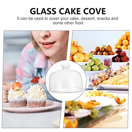 BESPORTBLE Glass Cake Dome Glass Round Cake Cover Food Plate Lid Clear Dust- Proof Cover for Home Baking Cake Dessert Display Platter Cover