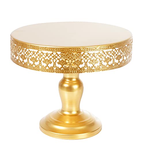 JAZUIHA Cake Stand 10 Inches Round Cupcake Stands Gold Pedestal Holder Party Dessert Display Stand for Wedding Brithday Celebration Baby Shower Gold