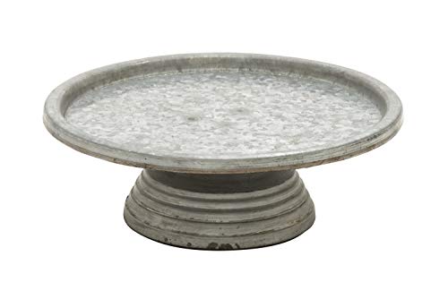 Deco 79 Metal Galvanized Cake Stand, 13" x 13" x 4", Gray