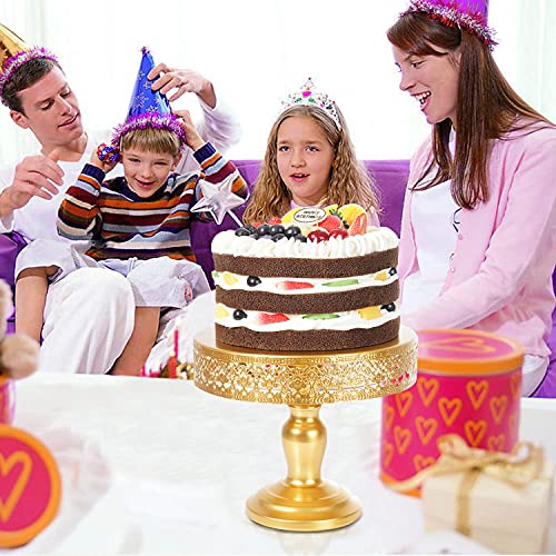 JAZUIHA Cake Stand 10 Inches Round Cupcake Stands Gold Pedestal Holder Party Dessert Display Stand for Wedding Brithday Celebration Baby Shower Gold