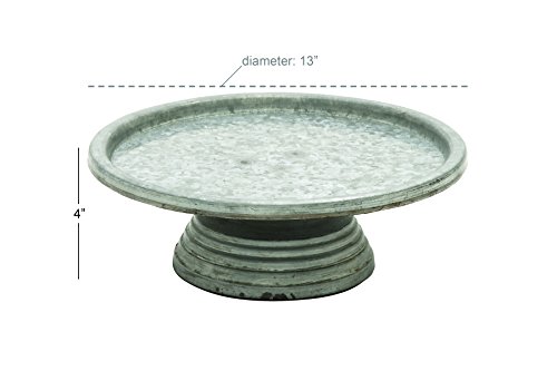 Deco 79 Metal Galvanized Cake Stand, 13" x 13" x 4", Gray