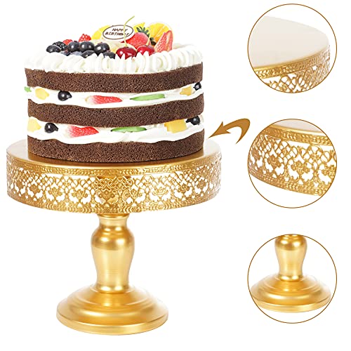 JAZUIHA Cake Stand 10 Inches Round Cupcake Stands Gold Pedestal Holder Party Dessert Display Stand for Wedding Brithday Celebration Baby Shower Gold