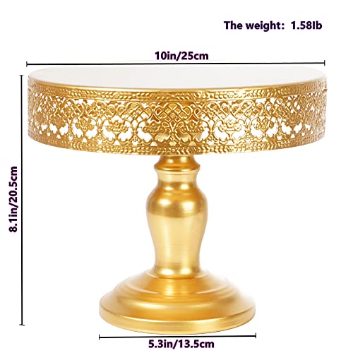 JAZUIHA Cake Stand 10 Inches Round Cupcake Stands Gold Pedestal Holder Party Dessert Display Stand for Wedding Brithday Celebration Baby Shower Gold
