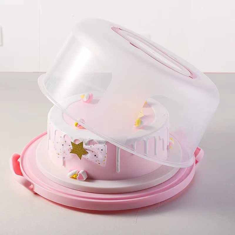 NVAZIOP Large 10 Inch Cake Carrier Keeper Stand with Handles and Lids Container for Transport Cake Holder Tray with Cover Round Cupcake Storage Kitchen Cooking Box Large