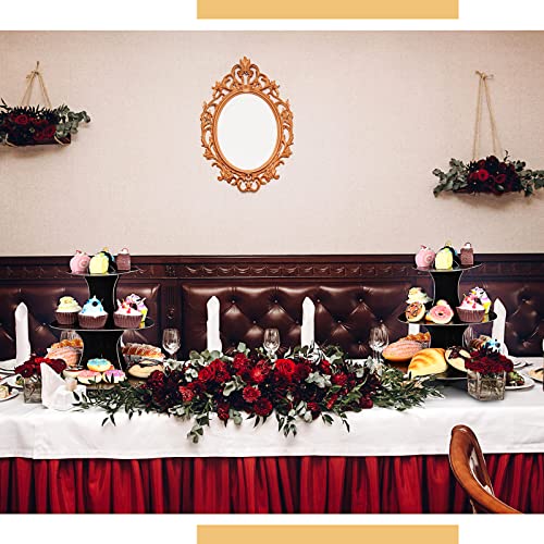 7 Pieces Cake Stand Set 3-Tier Cardboard Cupcake Stand 1-Tier Cake Stand Round Dessert Stand Rectangle Serving Tray Reusable Platters Cupcake Holders for Desserts Birthday Party(Black)