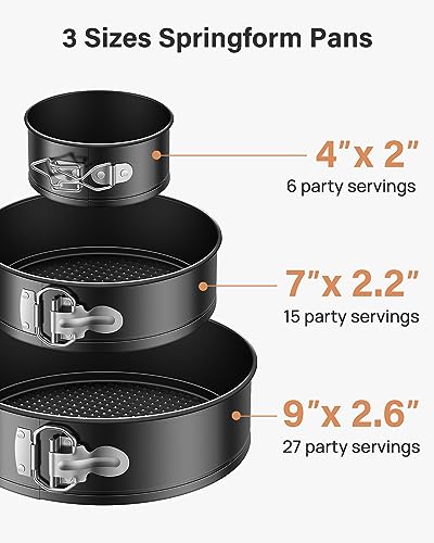 Kootek 144pcs Cake Pan Set with Removable Base, Cake Decorating Supplies with 3 Round Nonstick Bakeware Springform Pans (4" 7" 9"), Numbered Icing Piping Tips and Other Baking Supplies for Cheesecake