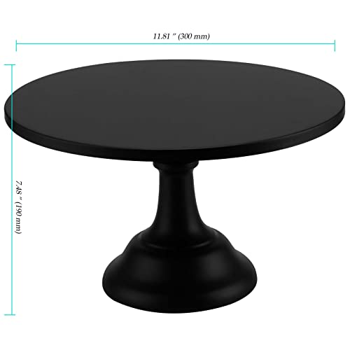NINGWAAN 12 Inch Black Cake Display Stand, Round Metal Adjustable Cake Stand, Black Dessert Display Plate Cupcake Fondant Cake Holder for Wedding Birthday Party Celebration Home Decor