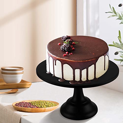 NINGWAAN 12 Inch Black Cake Display Stand, Round Metal Adjustable Cake Stand, Black Dessert Display Plate Cupcake Fondant Cake Holder for Wedding Birthday Party Celebration Home Decor