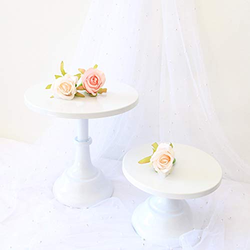Yarlung Set of 3 Metal Cake Stands, 8/10/12 Inch Pillar Style Cupcake Display Stands Dessert Trays Pie Plates for Wedding, Party, Birthday, Gatherings, White