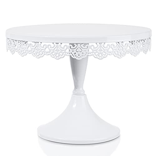 TRSPCWR White Cake Stand 10in , Metal Dessert Display Stands Cupcake Holder, Decor for Wedding, Birthday, Party, Round