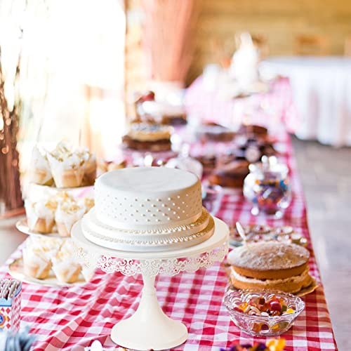TRSPCWR White Cake Stand 10in , Metal Dessert Display Stands Cupcake Holder, Decor for Wedding, Birthday, Party, Round
