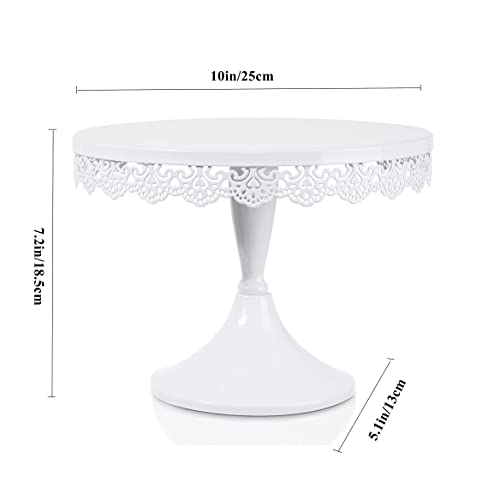 TRSPCWR White Cake Stand 10in , Metal Dessert Display Stands Cupcake Holder, Decor for Wedding, Birthday, Party, Round
