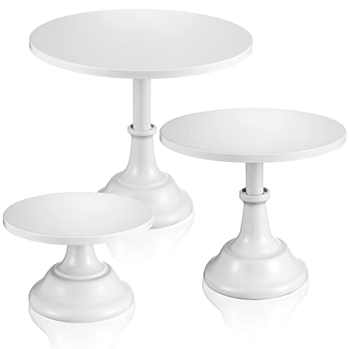 3 Packs Cake Stands Round Metal Cupcake Stands Holder White Dessert Display Plate Serving Tray for Baby Shower Wedding Birthday Tea Party Celebration Home Decor, White