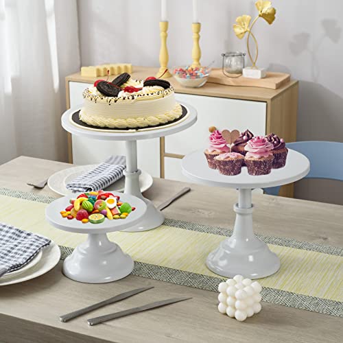3 Packs Cake Stands Round Metal Cupcake Stands Holder White Dessert Display Plate Serving Tray for Baby Shower Wedding Birthday Tea Party Celebration Home Decor, White