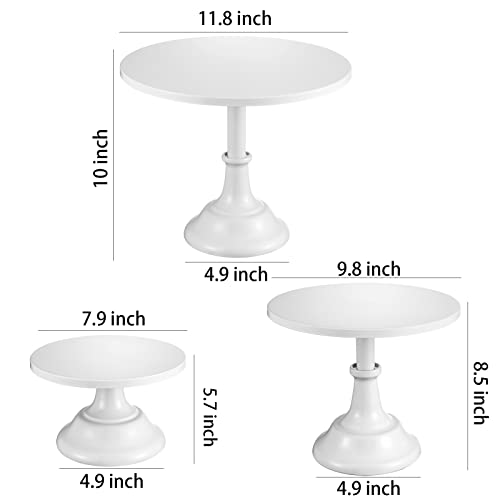 3 Packs Cake Stands Round Metal Cupcake Stands Holder White Dessert Display Plate Serving Tray for Baby Shower Wedding Birthday Tea Party Celebration Home Decor, White