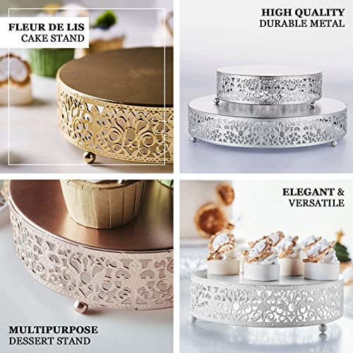 Efavormart 12" Round Lace Gold Metal Wedding Cake Stand, Dessert Display Stand Glossy Metallic Finish for Dessert Cupcake Pastry Candy Display Plate Event, Birthday Party