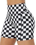 ZLLW Women's High Waist Checkered Yoga Shorts