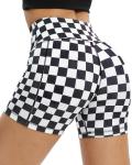 ZLLW Women's High Waist Checkered Yoga Shorts
