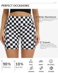 ZLLW Women's High Waist Checkered Yoga Shorts