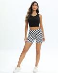 ZLLW Women's High Waist Checkered Yoga Shorts