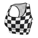 Black and White Checkered Sports Bra for Women