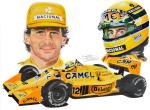 Senna Vintage Camel Honda F1 Baseball Cap - Yellow