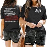 BOMYTAO Women's Racing Shirt with Checker Flag