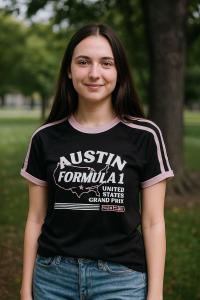 Austin F1 Graphic Tee in Black and Pink