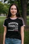 Austin F1 Graphic Tee in Black and Pink