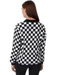 WDIRARA Women's Plaid Zip Front Jacket - Black/White