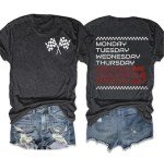 BOMYTAO Women's Racing Shirt with Checker Flag