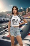 Race Day Women's Checkered Flag Crop Top