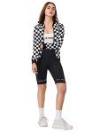 WDIRARA Women's Plaid Zip Front Jacket - Black/White