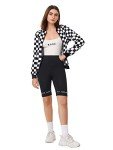 WDIRARA Women's Plaid Zip Front Jacket - Black/White