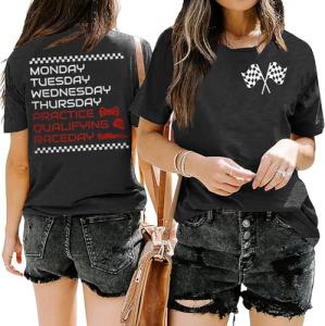 BOMYTAO Women's Racing Shirt with Checker Flag