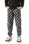 Boys' Black Checked Jogging Pants, Ages 5-13
