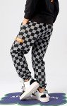 Boys' Black Checked Jogging Pants, Ages 5-13